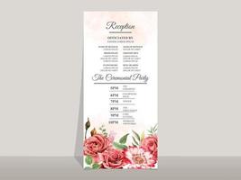 Beautiful red rose wedding invitation templates vector