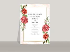 hermosas plantillas de invitación de boda rosa roja