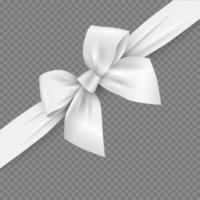 White realistic 3d bow and ribbon with clipping mask vector