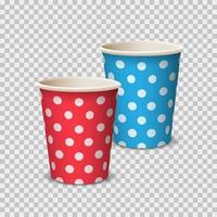 vaso de papel de color con lunares para bebidas vector