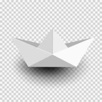 Origami white paper ship,boat isolated on transparent background vector