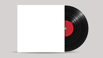 Vinyl Record with Cover Mockup, realistic style vector