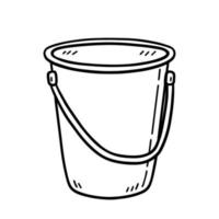 Cubo de limpieza con asa aislado sobre fondo blanco. ilustración vectorial dibujada a mano en estilo doodle. adecuado para sus proyectos, decoraciones, logo, varios diseños. vector