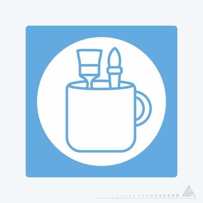 Icon Vector of Mug with Design Tools - White Moon Style