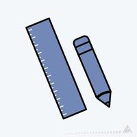 Icon Vector of Pencil Ruler - Dark Blue Style