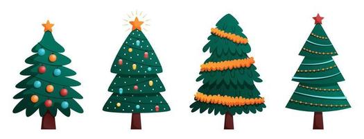 Christmas trees collection. Set of vector christmas trees