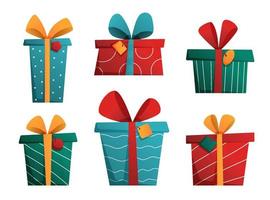 Gift boxes collection with tags for holiday vector