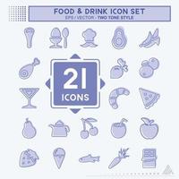 conjunto de iconos de comida y bebida - estilo de dos tonos vector