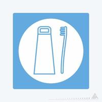 Vector Graphic of - Toothbrush and Toothpaste - White Moon Style