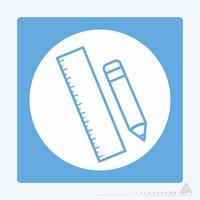 Icon Vector of Pencil Ruler - White Moon Style