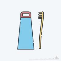 Vector Graphic of - Toothbrush and Toothpaste - Line Cut Style