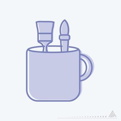 Icon Vector of Mug with Design Tools - Blue Twins Style