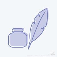 Icon Vector of Feather Quill - Blue Twins Style
