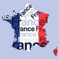 bandera de francia impresa en el mapa de francia