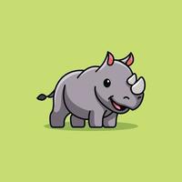 Ilustración vectorial de lindo animal mascota rinoceronte