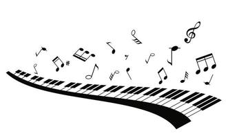 piano con fondo de notas musicales vector