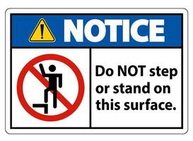 Notice sign do not step or stand on this surface. vector