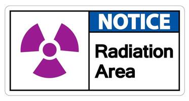 Notice Radiation Area Symbol Sign on white background vector