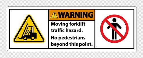 Moving forklift traffic hazard,No pedestrians beyond this point,Symbol Sign Isolate on transparent Background,Vector Illustration vector