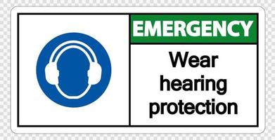 protección auditiva de uso de emergencia sobre fondo transparente vector