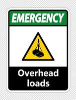Emergency overhead loads Sign on transparent background vector