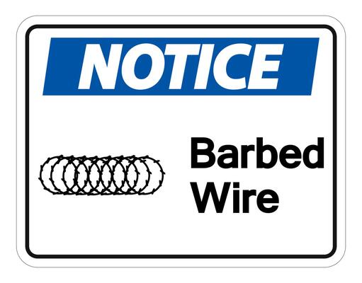 Notice Barbed Wire Symbol Sign On White Background,Vector Illustration