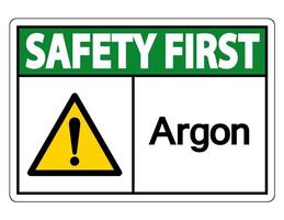 Safety first Argon Symbol Sign On White Background vector