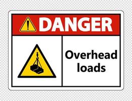 Danger overhead loads Sign on transparent background vector