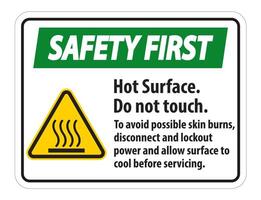 Hot Surface, Do Not Touch, To Avoid Possible Skin Burns, Disconnect And Lockout Power And Allow Surface To Cool Before Servicing Symbol Sign Isolate On White Background,Vector Illustration vector