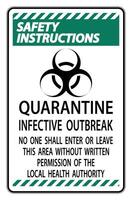 Safety Instructions Quarantine Infective Outbreak Sign Isolate on transparent Background,Vector Illustration vector