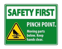 Safety Pinch Point, Moving Parts Below, Keep Hands Clear Symbol Sign Isolate on White Background,Vector Illustration EPS.10 vector