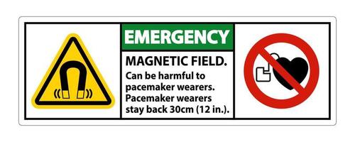 Emergency Magnetic field can be harmful to pacemaker wearers.pacemaker wearers.stay back 30cm vector