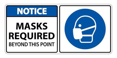 Notice Masks Required Beyond This Point Sign Isolate On White Background,Vector Illustration EPS.10 vector