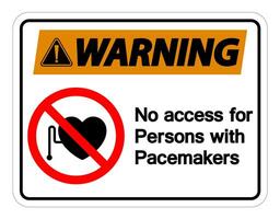 Warning No Access For Persons With Pacemaker Symbol Sign On White Background vector