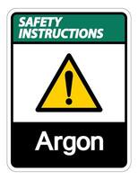 Safety instructions Argon Symbol Sign On White Background vector