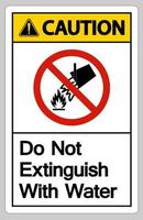 Caution Do Not Extinguish With Water Symbol Sign On White Background vector