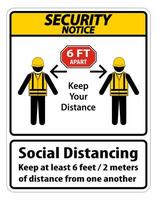 Security Notice Social Distancing Construction Sign Isolate On White Background,Vector Illustration EPS.10 vector