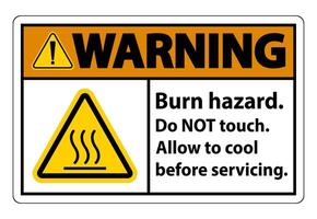 Warning Burn hazard safety,Do not touch label Sign on white background vector