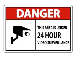 Danger this Area Is Under 24 hour Video Surveillance Symbol Sign Isolated on White Background,Vector Illustration vector