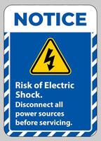 Notice Risk of electric shock Symbol Sign Isolate on White Background vector