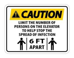 Caution Elevator Physical Distancing Sign Isolate On White Background,Vector Illustration EPS.10 vector