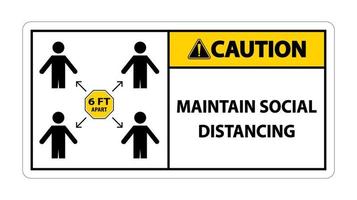 Caution Maintain social distancing, stay 6ft apart sign,coronavirus COVID-19 Sign Isolate On White Background,Vector Illustration EPS.10 vector