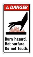 Danger Burn hazard,Hot surface,Do not touch Symbol Sign Isolate on White Background,Vector Illustration vector