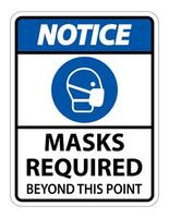 Notice Masks Required Beyond This Point Sign Isolate On White Background,Vector Illustration EPS.10 vector