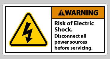 Advertencia de riesgo de descarga eléctrica símbolo signo aislar sobre fondo blanco. vector