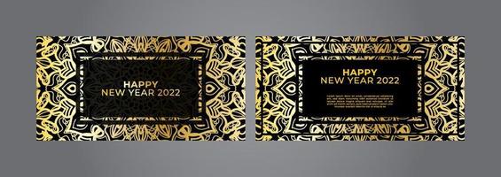 Happy new year banner or card template with luxury mandala vector
