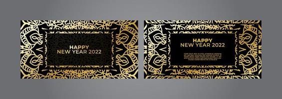 Happy new year banner or card template with luxury mandala vector