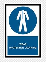 Wear Protective Clothing Symbol Sign Isolate on transparent Background,Vector Illustration vector