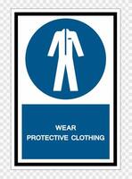 Wear Protective Clothing Symbol Sign Isolate on transparent Background,Vector Illustration vector