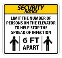 Security Notice Elevator Physical Distancing Sign Isolate On White Background,Vector Illustration EPS.10 vector